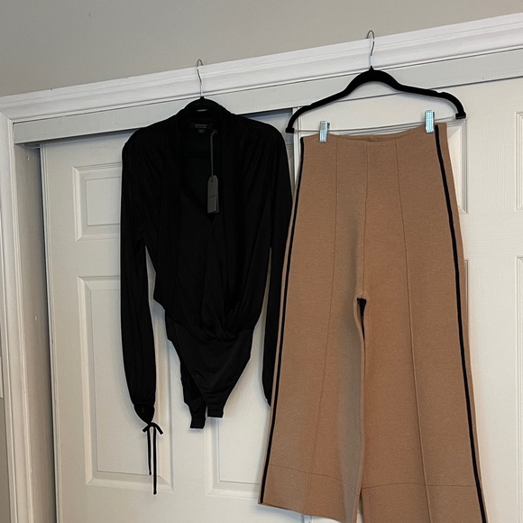 All Saints Black and Tan Wide Leg JumpsuitVictoria Beckham
